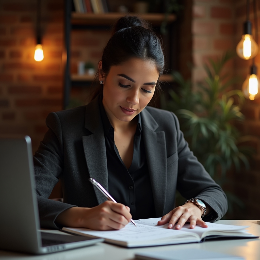 Profesional trabajando con concentración en una sesión de aprendizaje estructurada